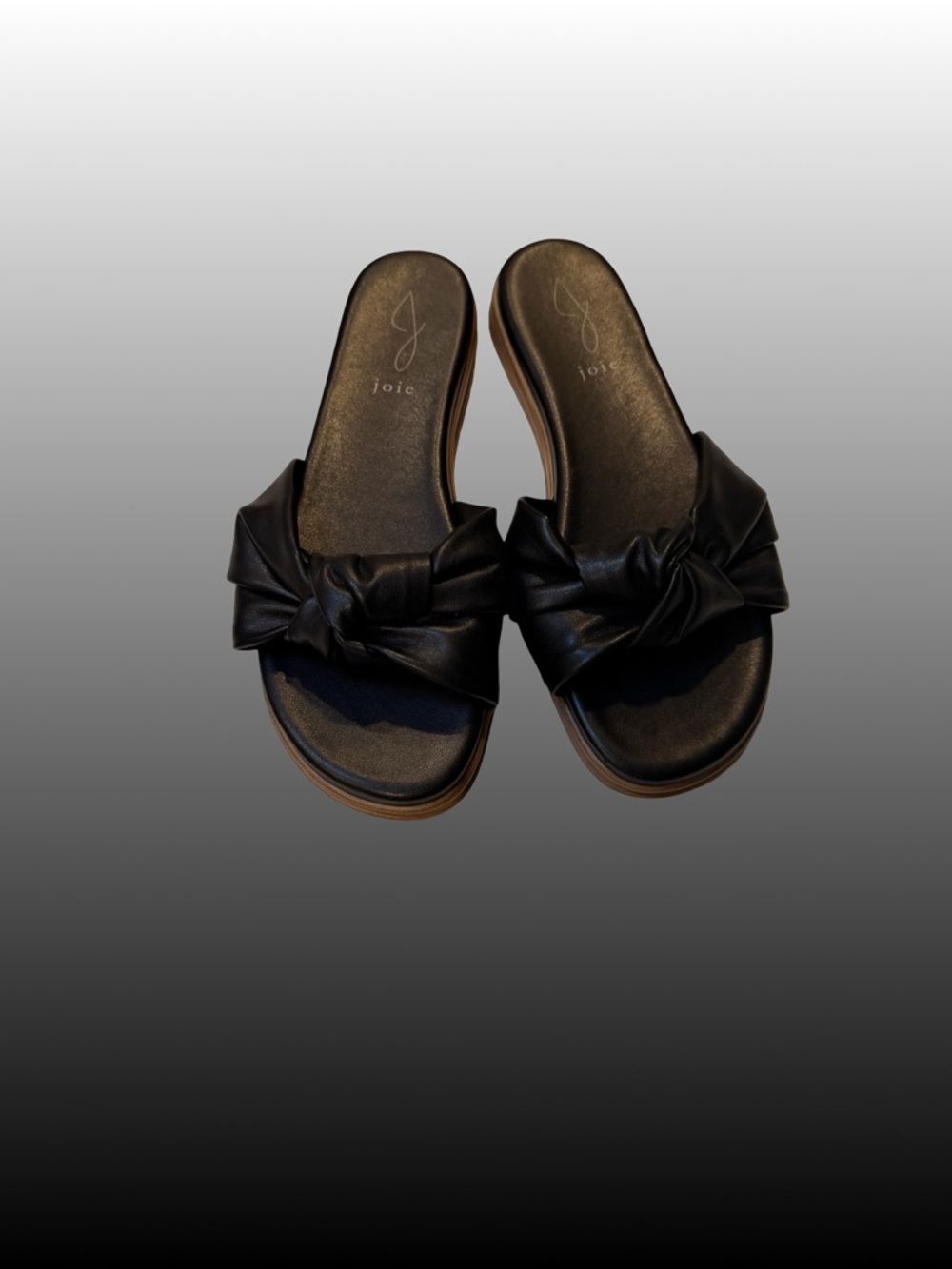 Joie Black Knotted Leather Slide Sandal Chic Minimalist Resortwear Size 9